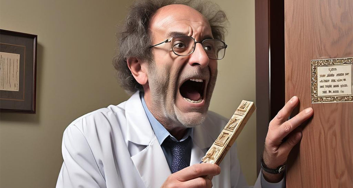 פסיכיאטר מניח מזוזה (הדמיית AI)