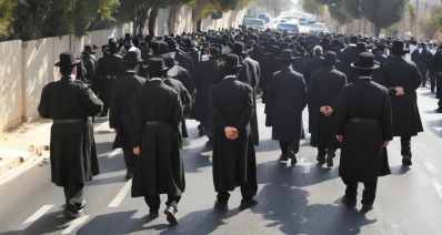 חרדים חוסמים את הכביש כדי לא להתגייס (מקור: AI)