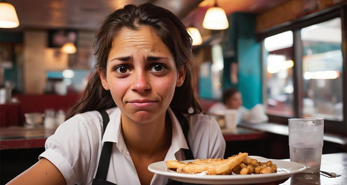 מלצרית בענף המסעדנות (צילום: AI)