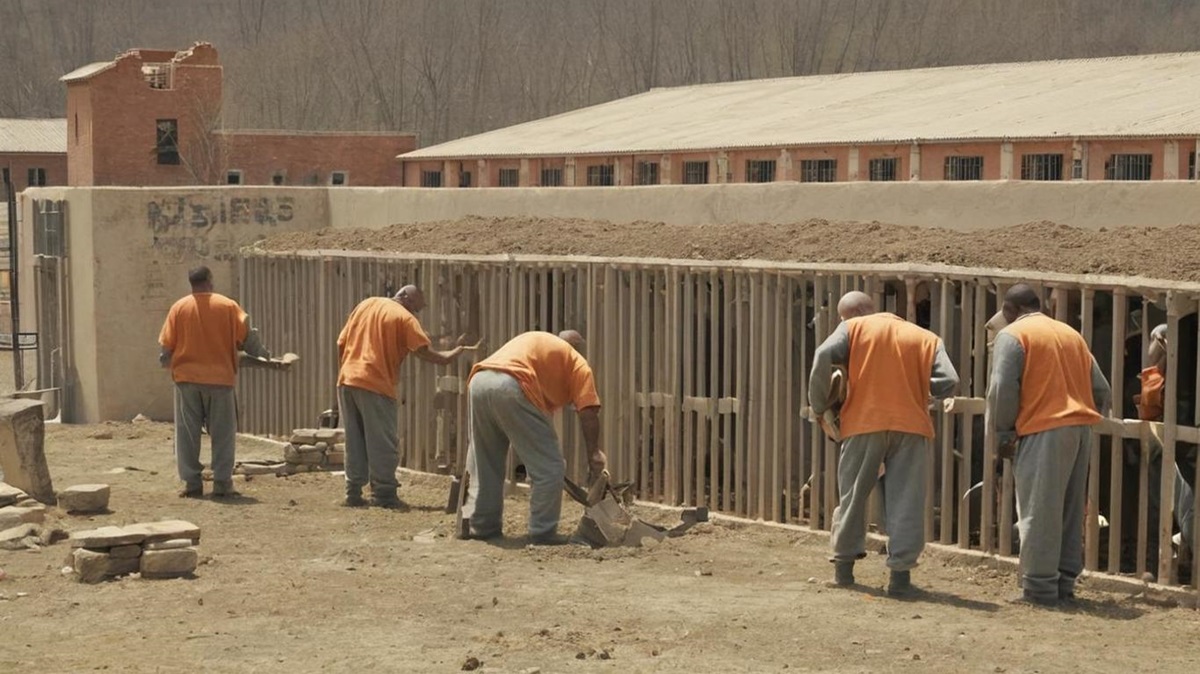 אסירים בונים ומשתקמים (צילום: AI)