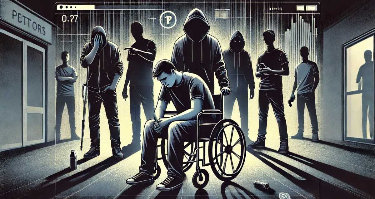 לינץ' בגבר עם מוגבלות. איור AI - מערכת