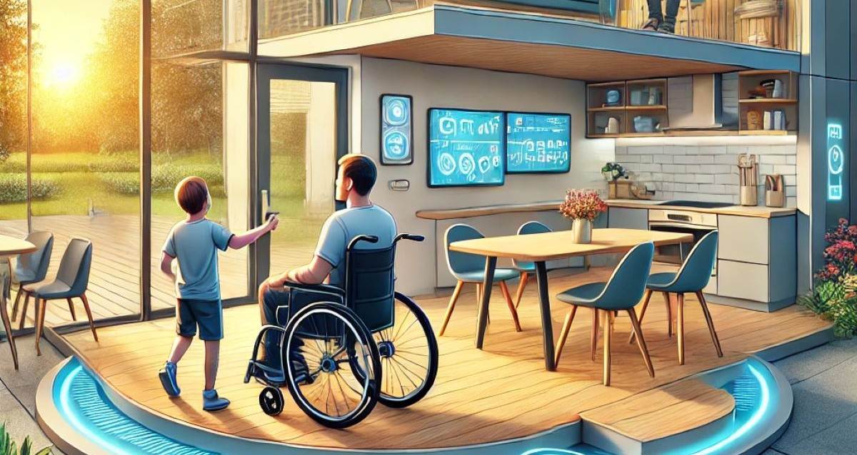 איור הדמיה: בית חכם לאדם עם מוגבלויות. עיבוד AI - מערכת