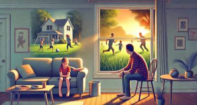 ילדה הורית. איור AI - מערכת