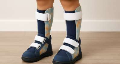 סדים לרגליים של ילד עם מוגבלות. עיבוד AI - מערכת