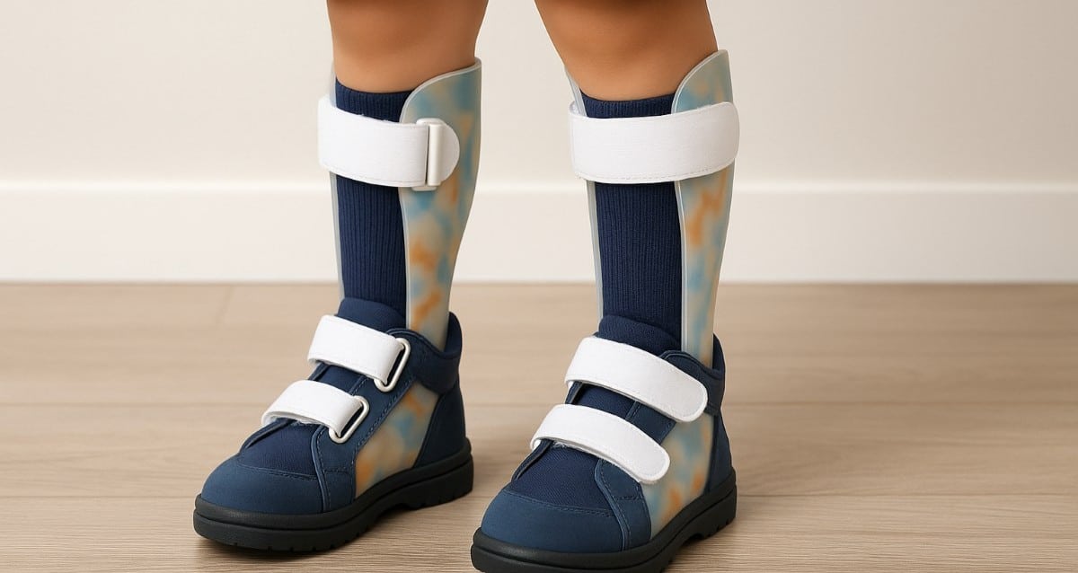 סדים לרגליים של ילד עם מוגבלות. עיבוד AI - מערכת