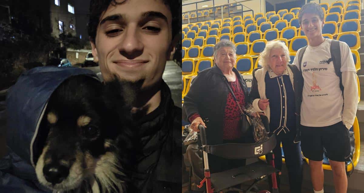 יועד הלברון, חיה גדנסקי והכלב של חיה צילום: עיריית אריאל